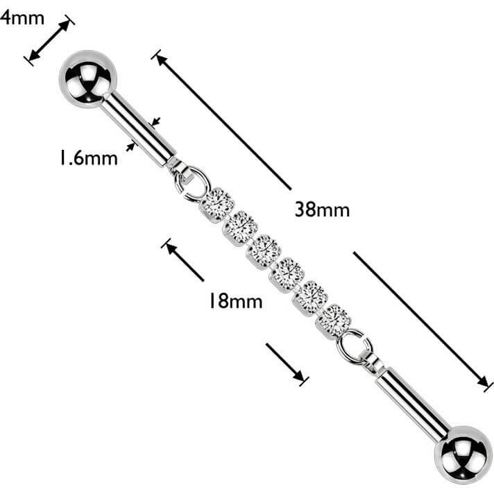Industrial Barbell zentrierte Kette mit 6 Kristallen - Image 2