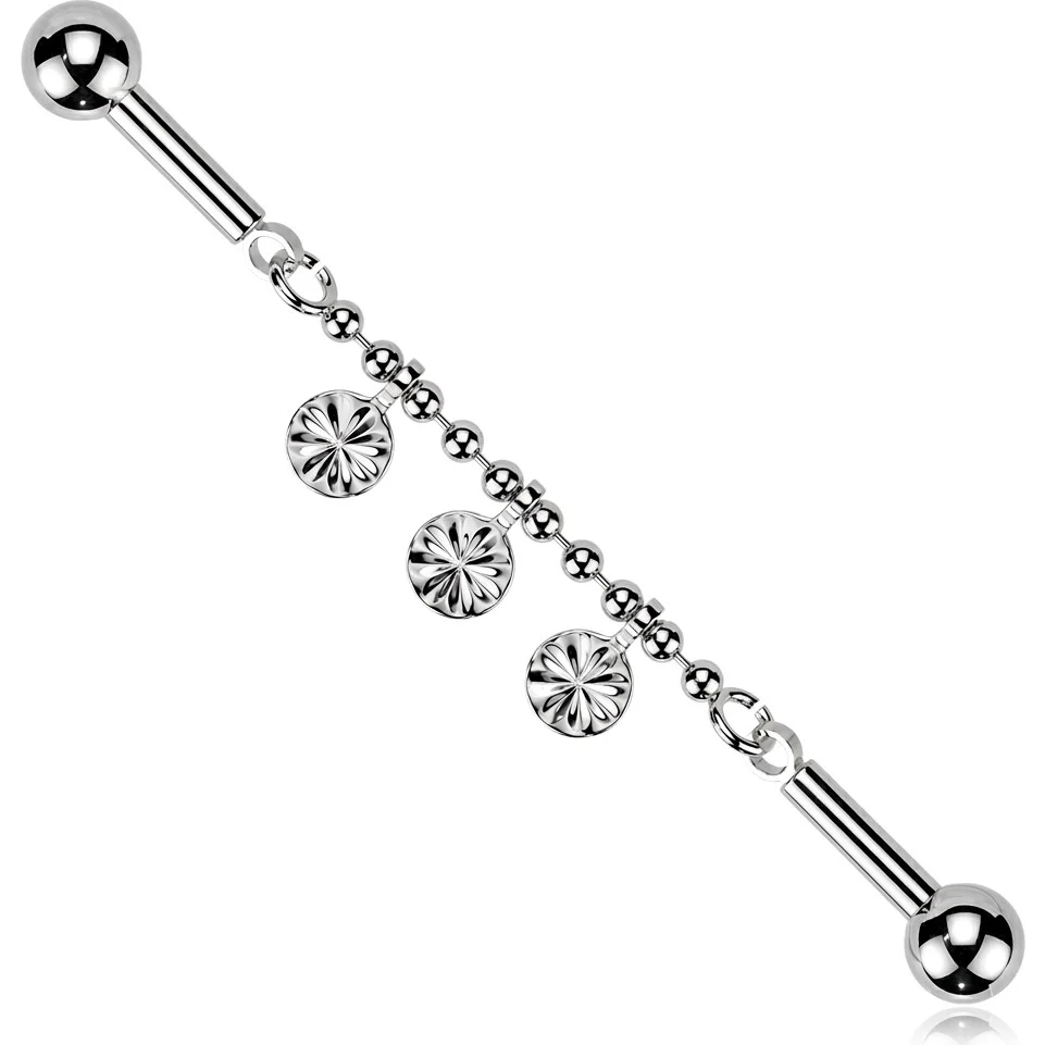 Industrial Barbell zentrierte Perlenkette runde Anhänger