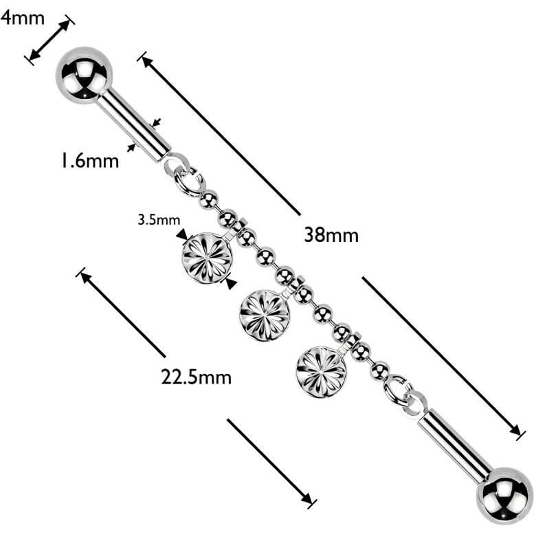 Industrial Barbell zentrierte Perlenkette runde Anhänger - Image 2