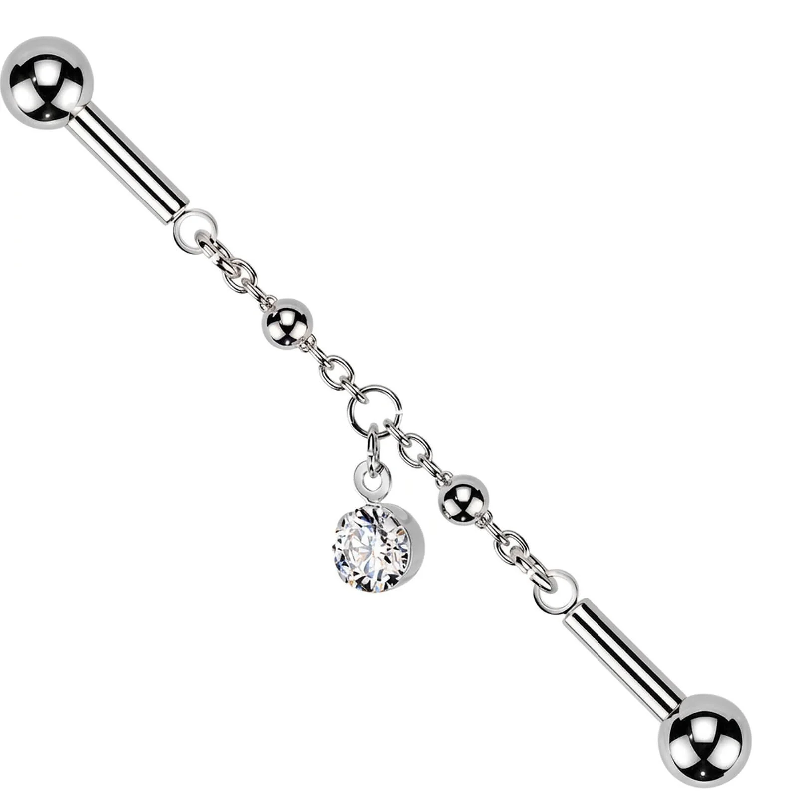 Industrial Barbell zentrierte Kette Zirkonia Anhänger Krappenfassung