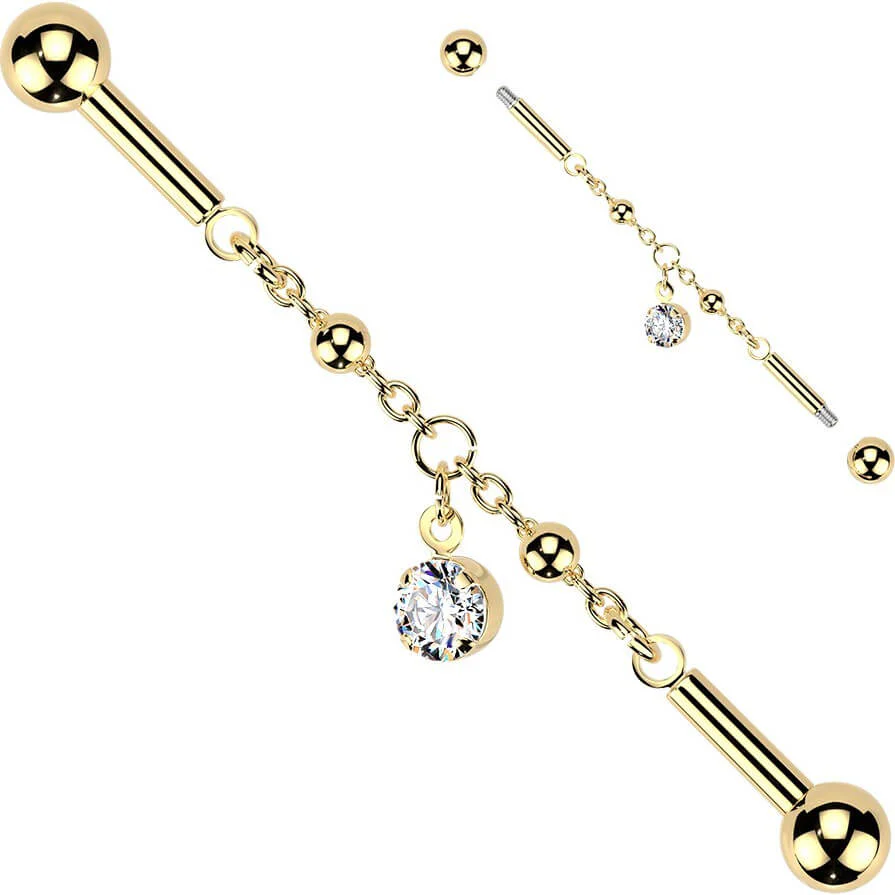 Industrial Barbell zentrierte Kette Zirkonia Anhänger Krappenfassung - Image 2