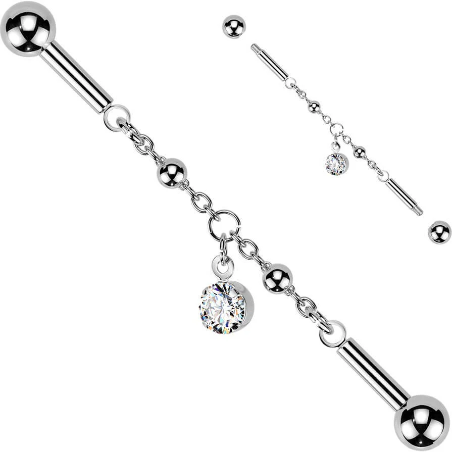 Industrial Barbell zentrierte Kette Zirkonia Anhänger Krappenfassung - Image 3