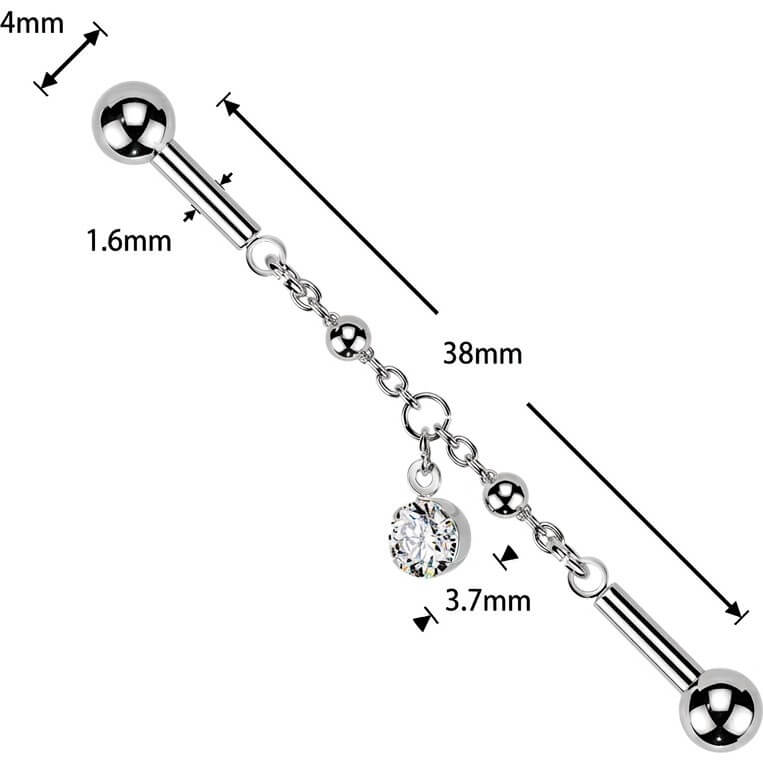 Industrial Barbell zentrierte Kette Zirkonia Anhänger Krappenfassung - Image 4