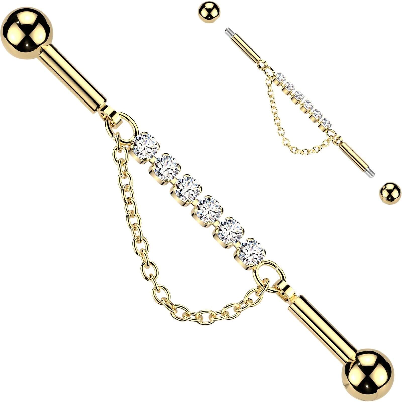 Industrial Barbell zentrierte Kette mit 6 Kristallen und Anhänger - Image 2