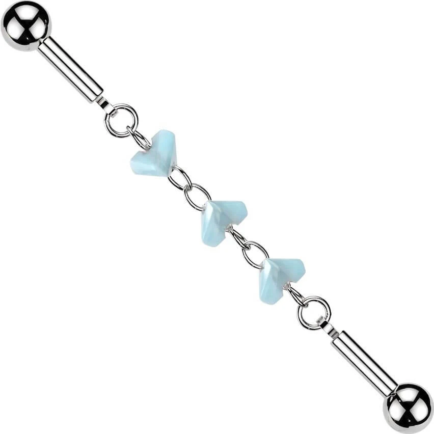 Industrial Barbell Türkis Glasperle Verbinder Kette