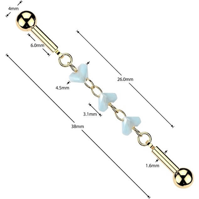 Industrial Barbell Türkis Glasperle Verbinder Kette - Image 2