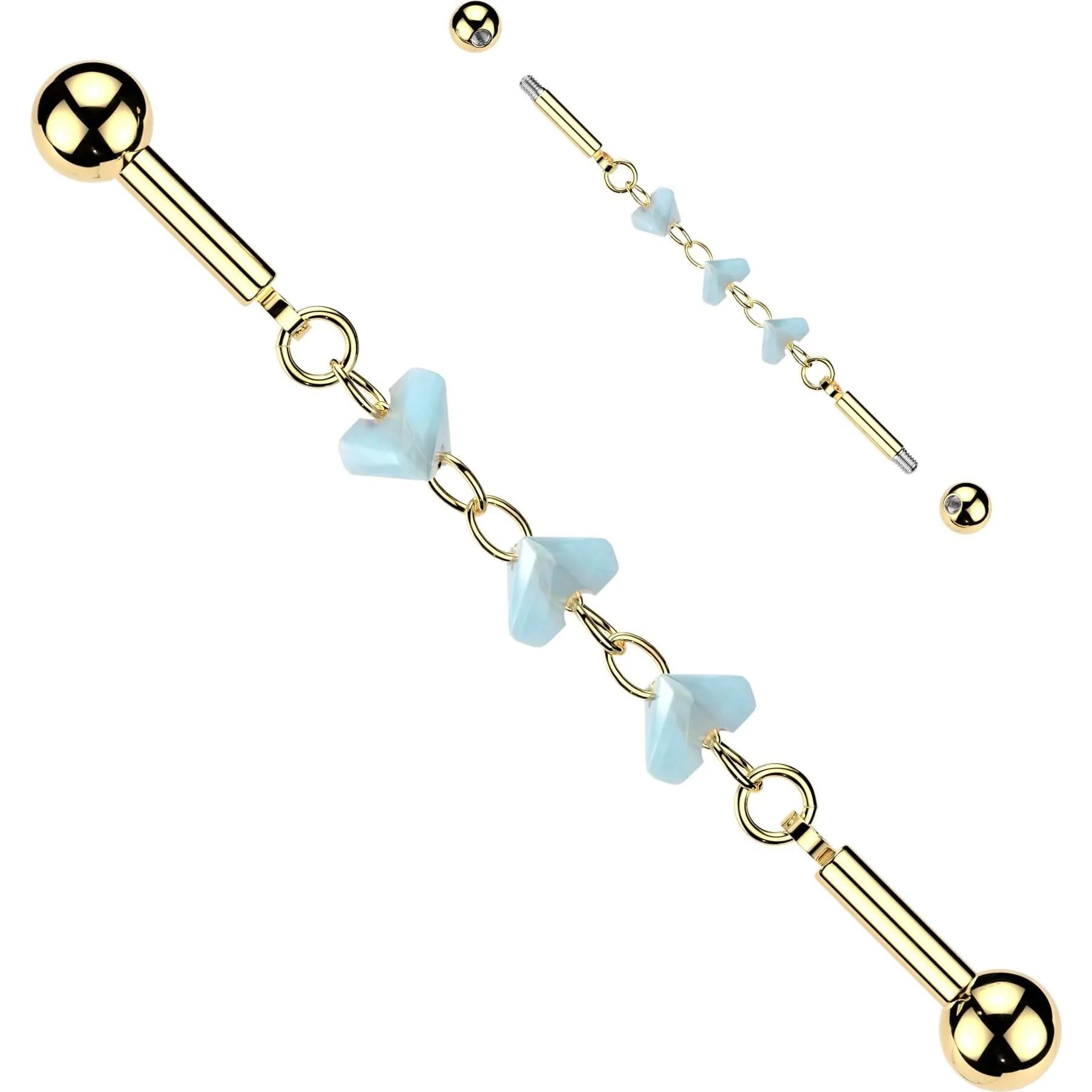 Industrial Barbell Türkis Glasperle Verbinder Kette - Image 3