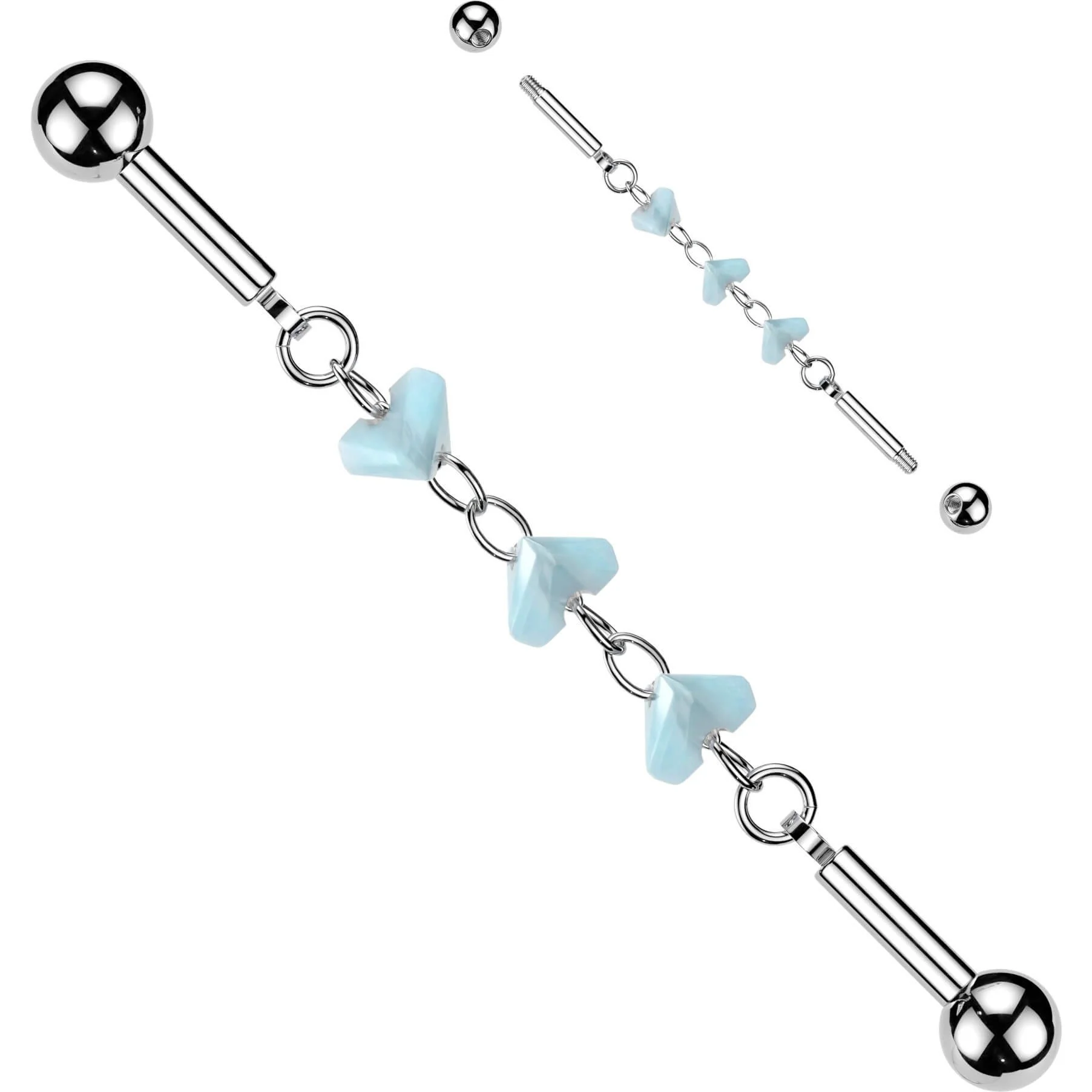 Industrial Barbell Türkis Glasperle Verbinder Kette - Image 4