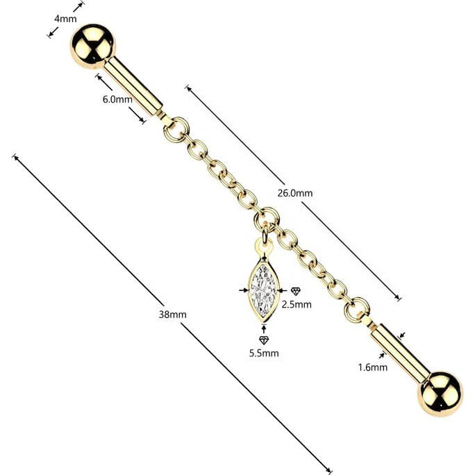 Industrial Barbell Marquise Anhänger Verbinder Kette - Image 2