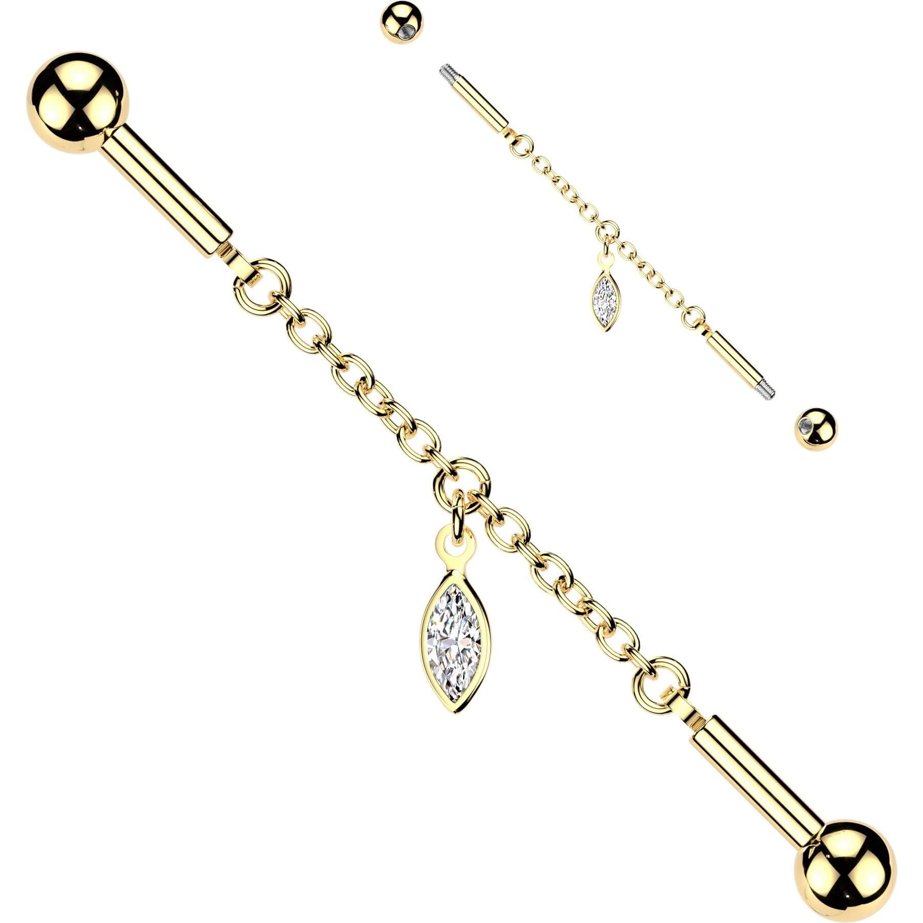 Industrial Barbell Marquise Anhänger Verbinder Kette - Image 3