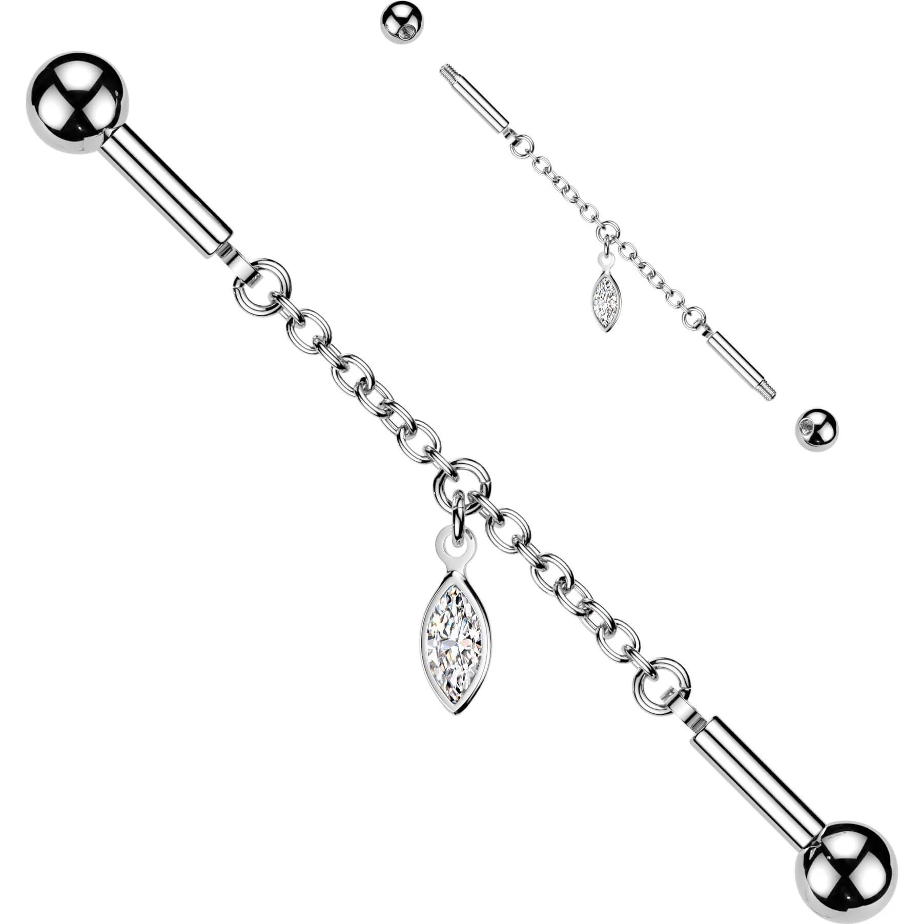 Industrial Barbell Marquise Anhänger Verbinder Kette - Image 4