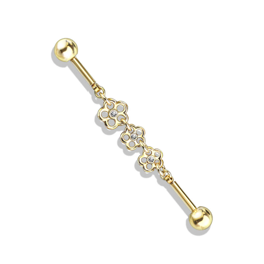 Industrial Barbell 3 Blumen Zirkonia - Image 4