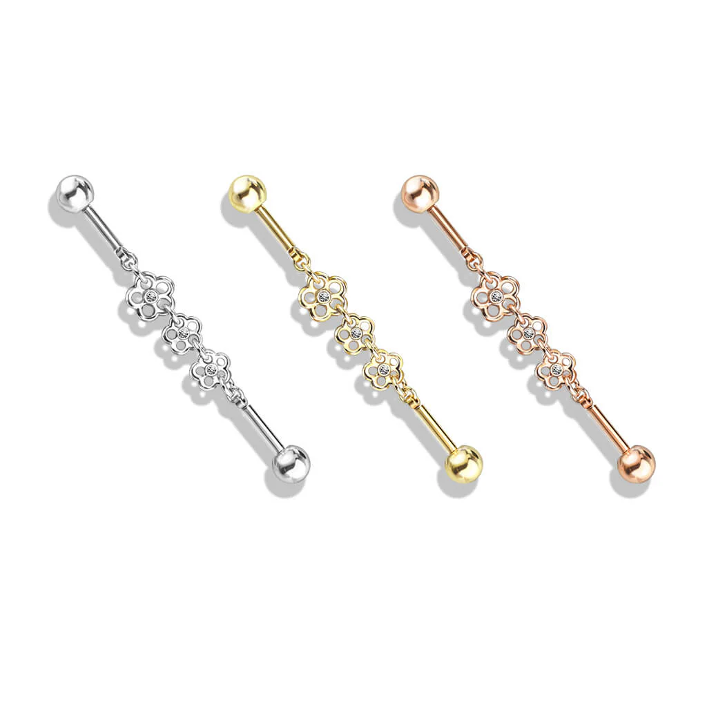 Industrial Barbell 3 Blumen Zirkonia - Image 5