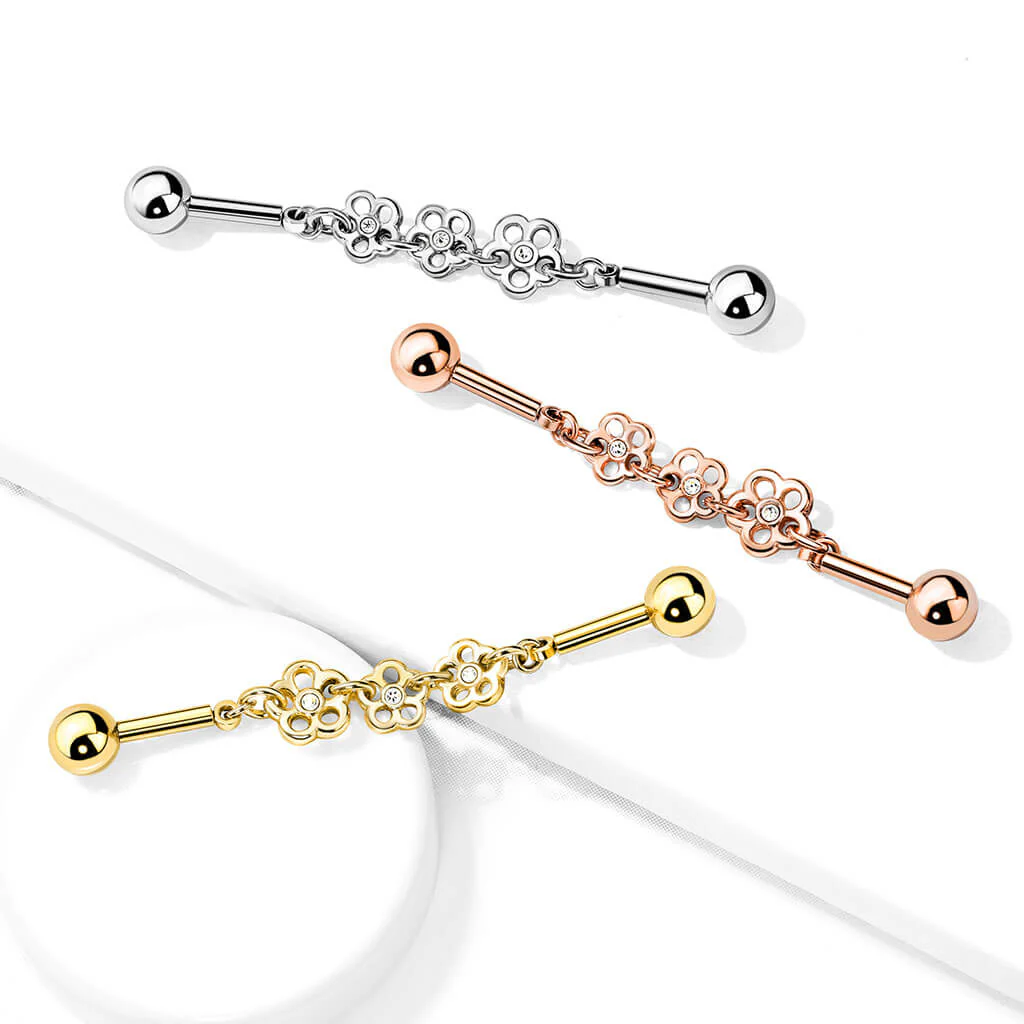 Industrial Barbell 3 Blumen Zirkonia - Image 6