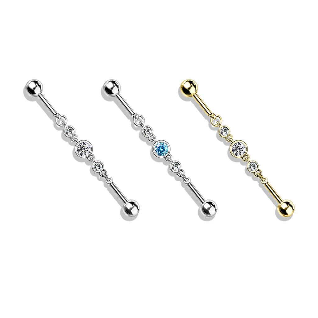 Industrial Barbell 3 Runde Zirkonia - Image 5