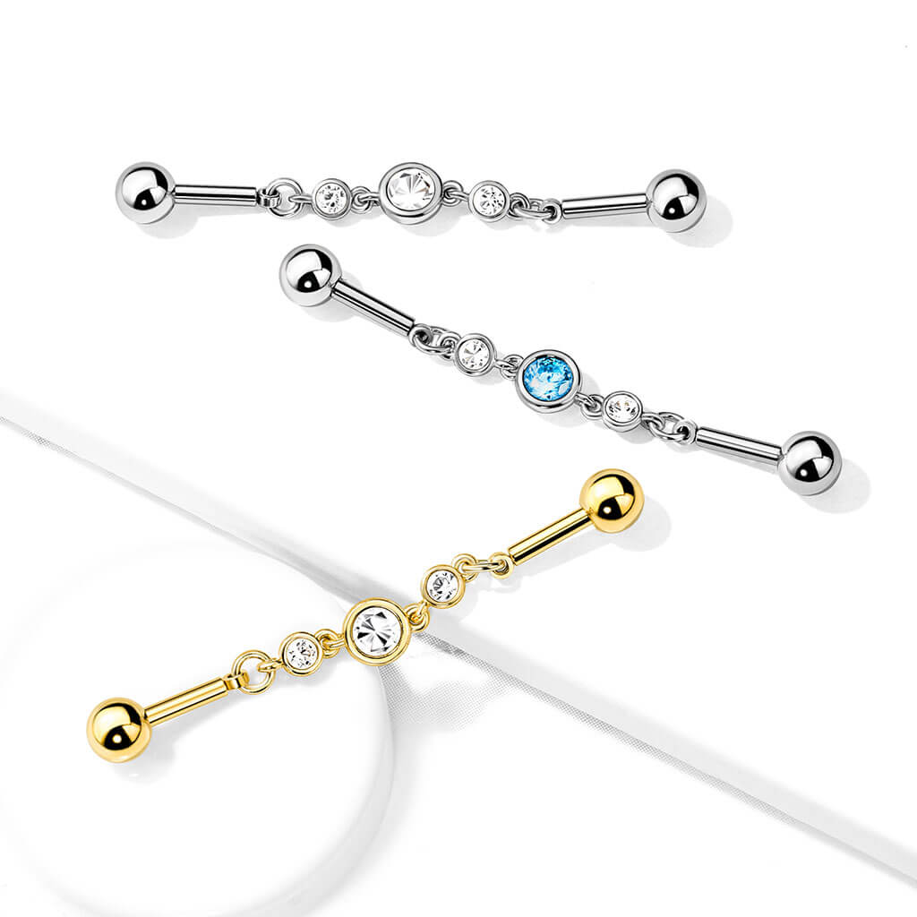 Industrial Barbell 3 Runde Zirkonia - Image 6