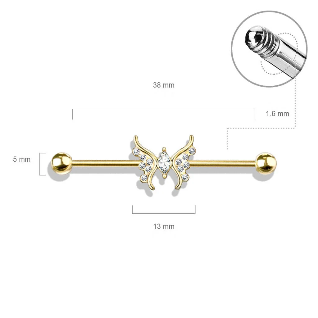 Industrial Barbell Schmetterling Zirkonia - Image 3
