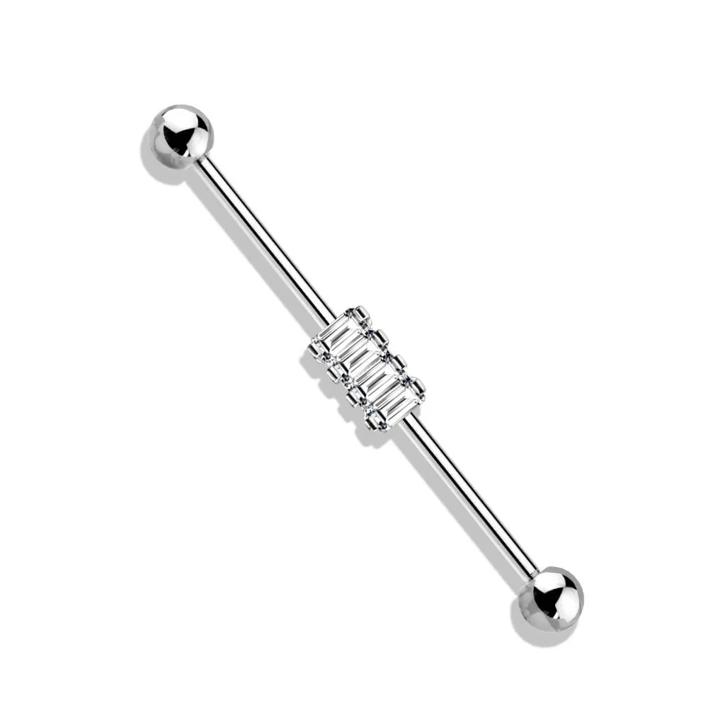 Industrial Barbell 4 Quadrate Zirkonia - Image 2
