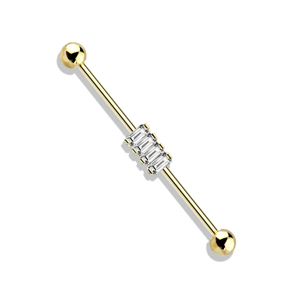 Industrial Barbell 4 Quadrate Zirkonia - Image 4