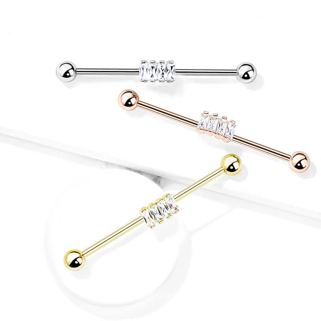 Industrial Barbell 4 Quadrate Zirkonia - Image 6