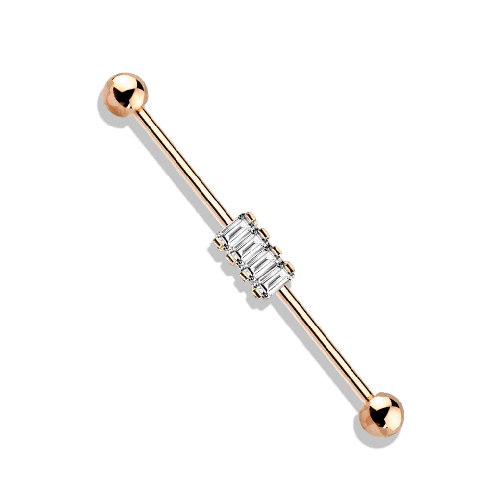 Industrial Barbell 4 Quadrate Zirkonia - Image 7