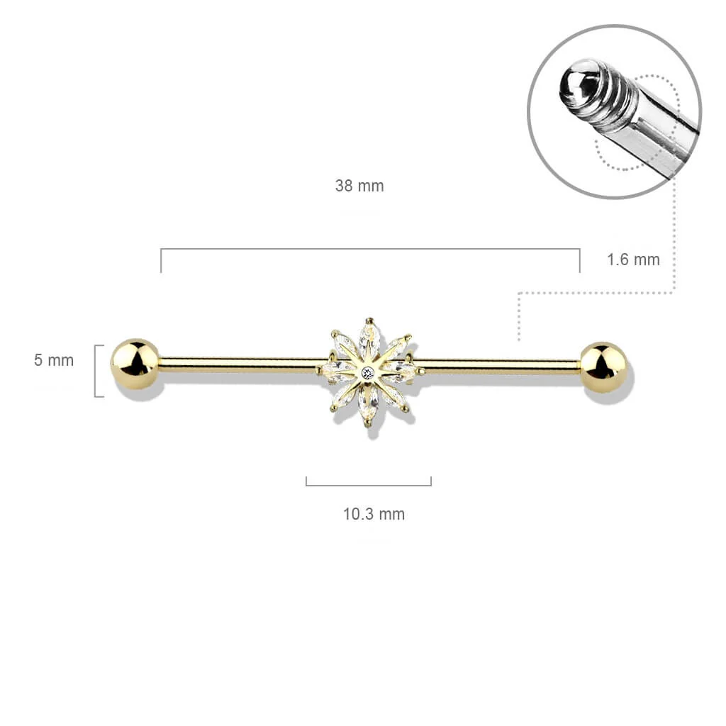 Industrial Barbell Schneeflocke Zirkonia - Image 3