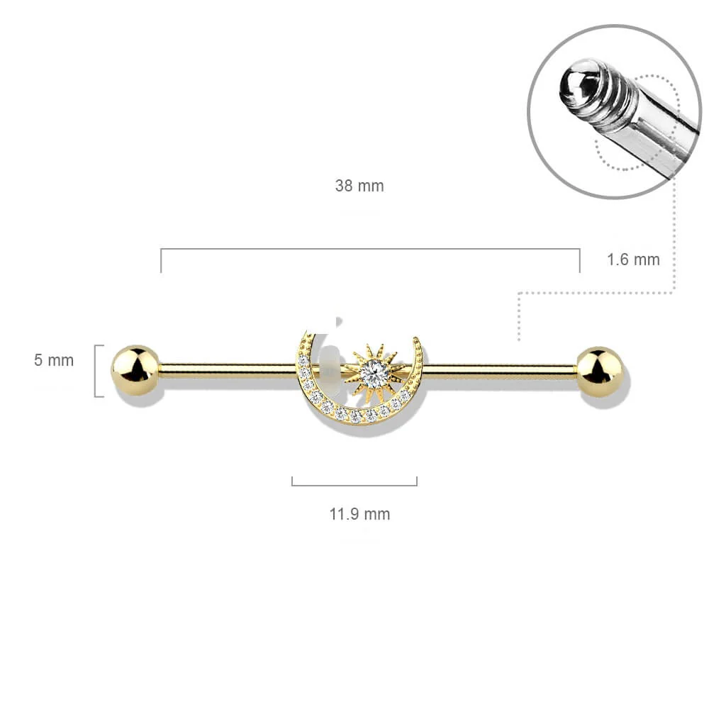 Industrial Barbell Mond Stern Zirkonia - Image 3