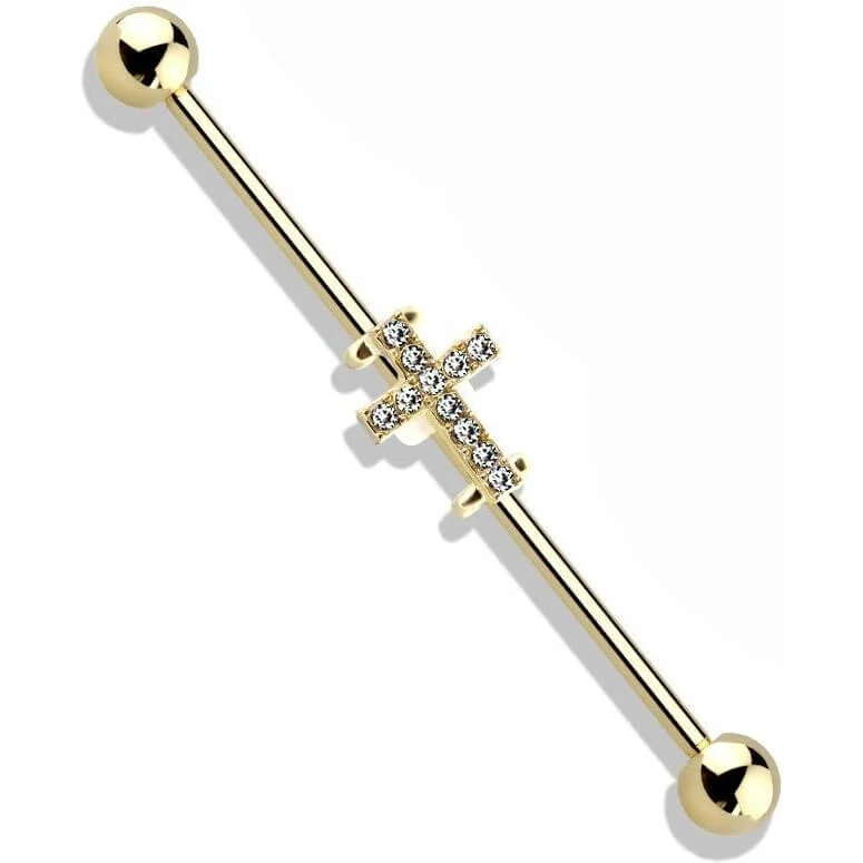 Industrial Barbell Kreuz Zirkonia