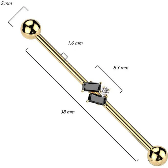 Industrial Barbell Baguette und runder Zirkonia - Image 2