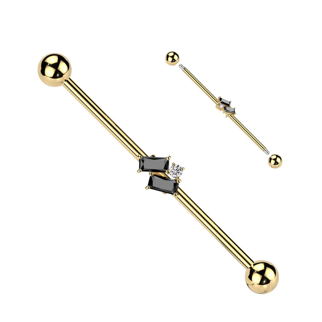 Industrial Barbell Baguette und runder Zirkonia - Image 3