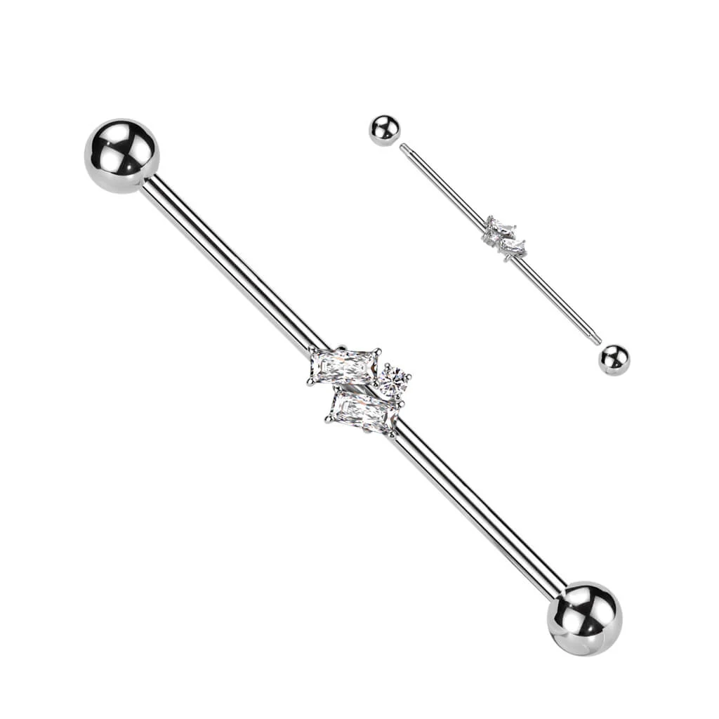Industrial Barbell Baguette und runder Zirkonia - Image 4