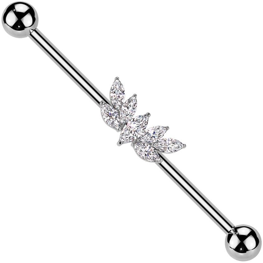 Industrial Barbell Fächer Zirkonias Marquise Schliff