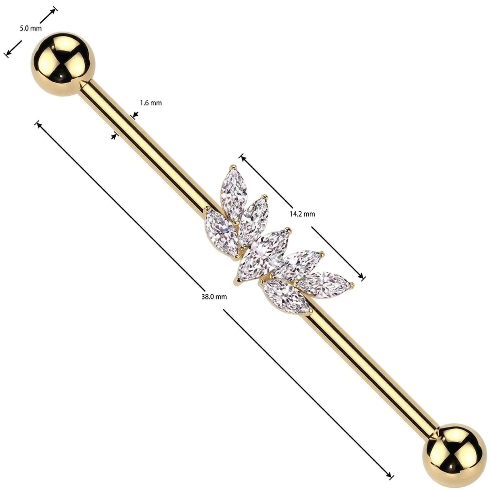 Industrial Barbell Fächer Zirkonias Marquise Schliff - Image 4