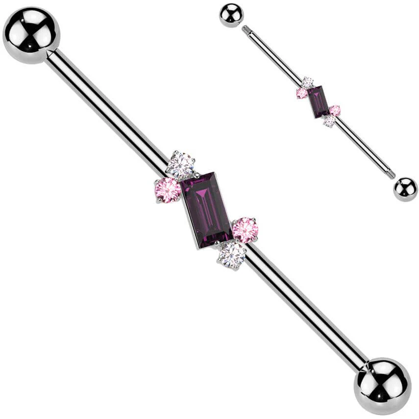 Industrial Barbell 4 Runde Zirkonias Baguette Schliff Zirkonia - Image 3