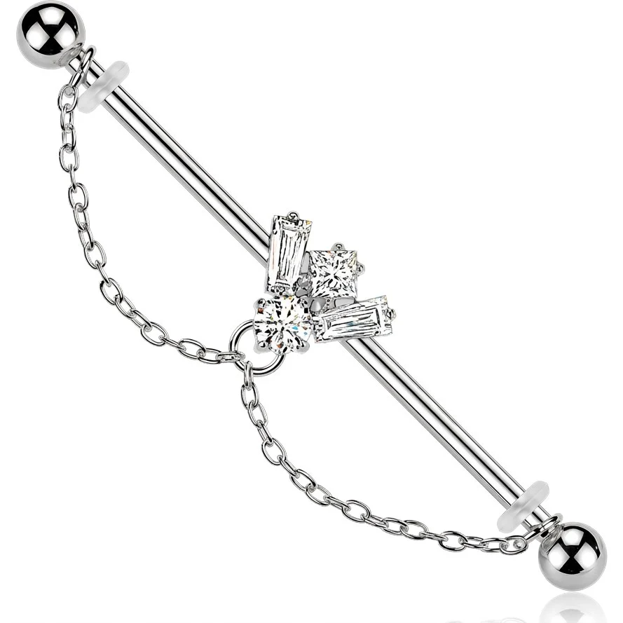 Industrial Barbell Zirkonia Biene Kette