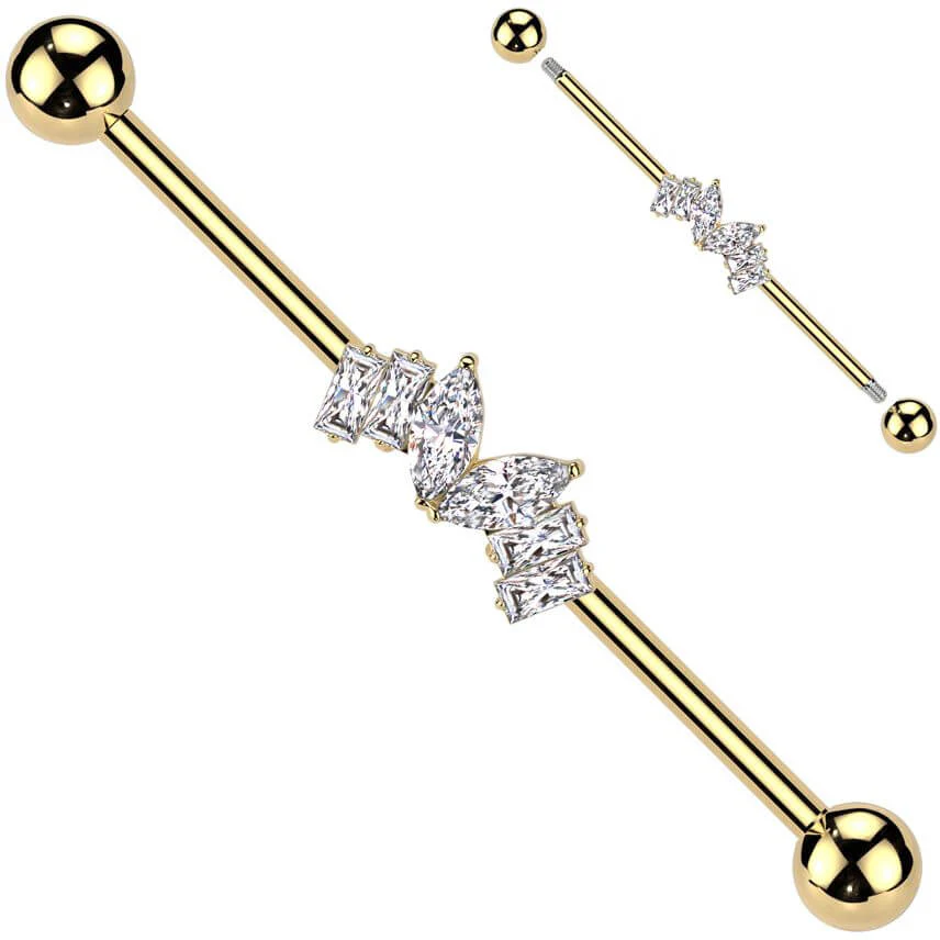 Industrial Barbell Zirkonias Marquise Schliff Baguette Schliff - Image 2