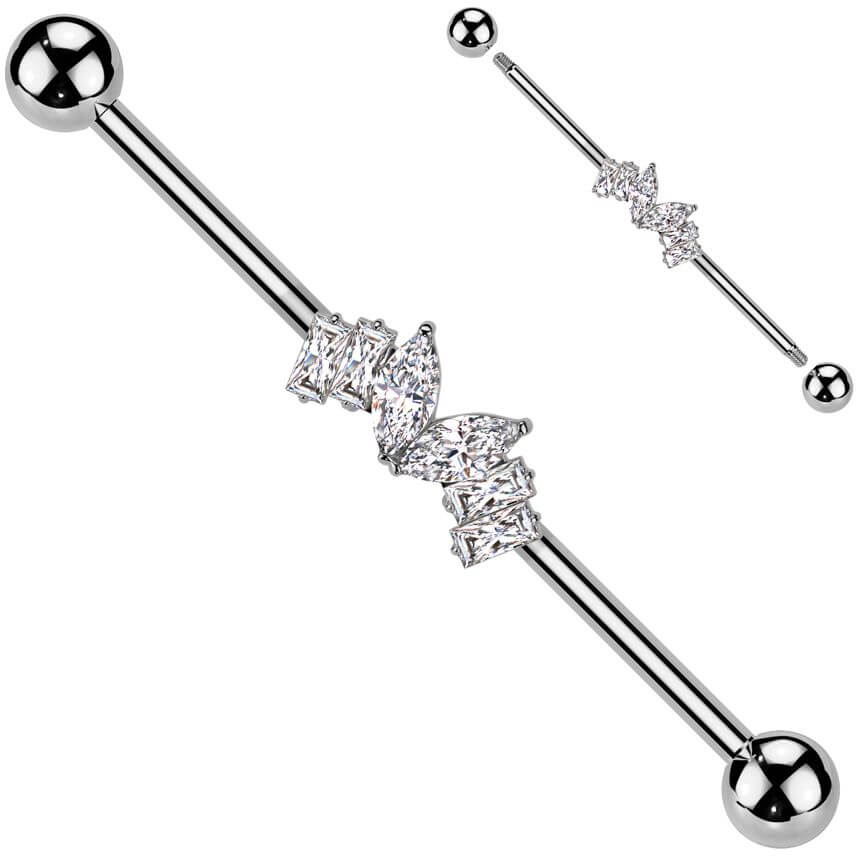 Industrial Barbell Zirkonias Marquise Schliff Baguette Schliff - Image 3