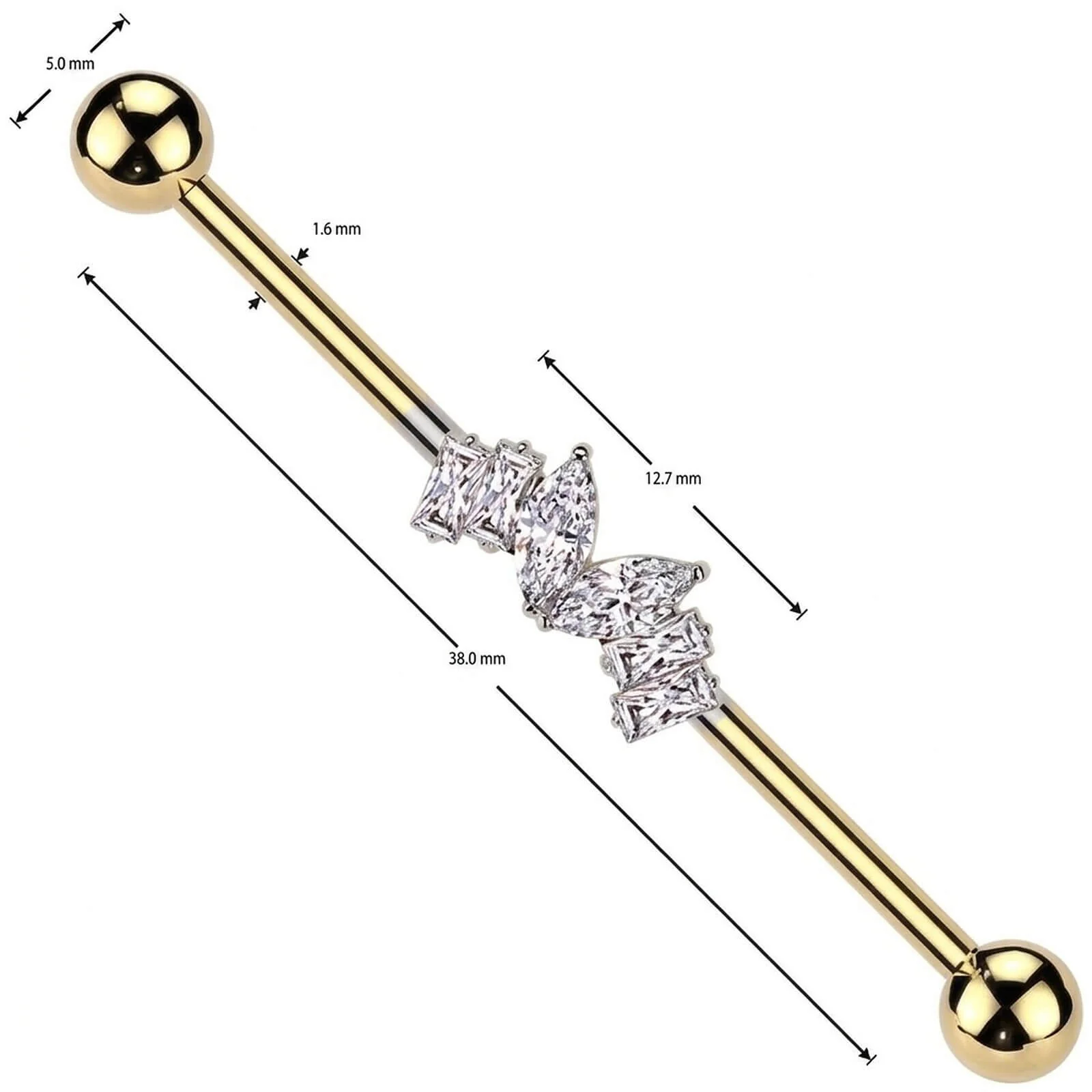 Industrial Barbell Zirkonias Marquise Schliff Baguette Schliff - Image 4