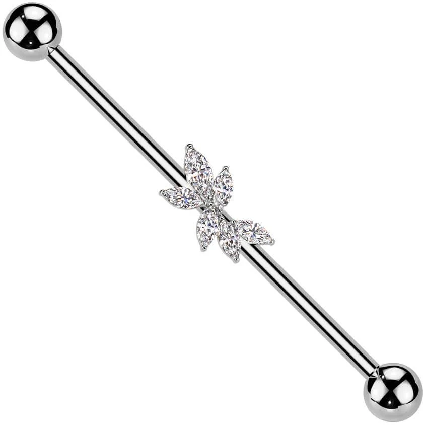 Industrial Barbell Weinblatt Zirkonias Marquise Schliff