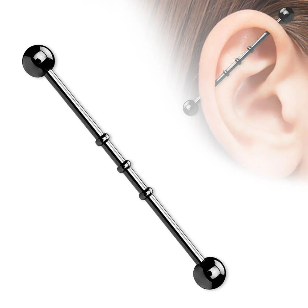 Industrial Barbell Gold 3 Erhebungen Titan PVD - Image 3