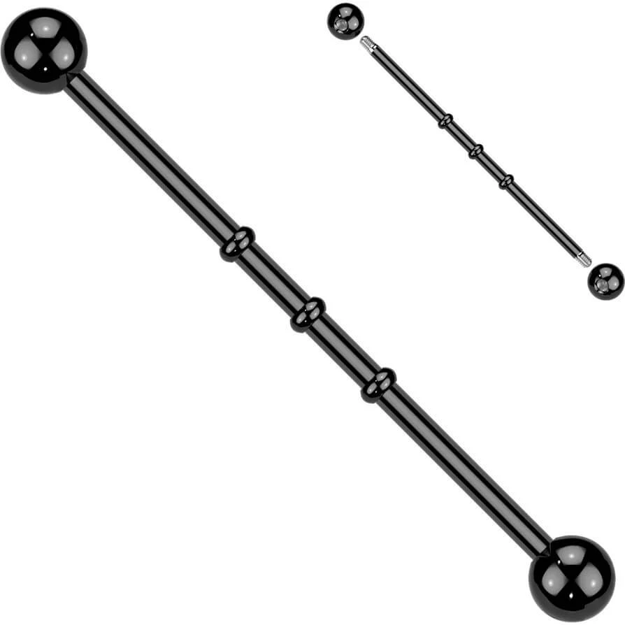 Industrial Barbell Gold 3 Erhebungen Titan PVD - Image 7