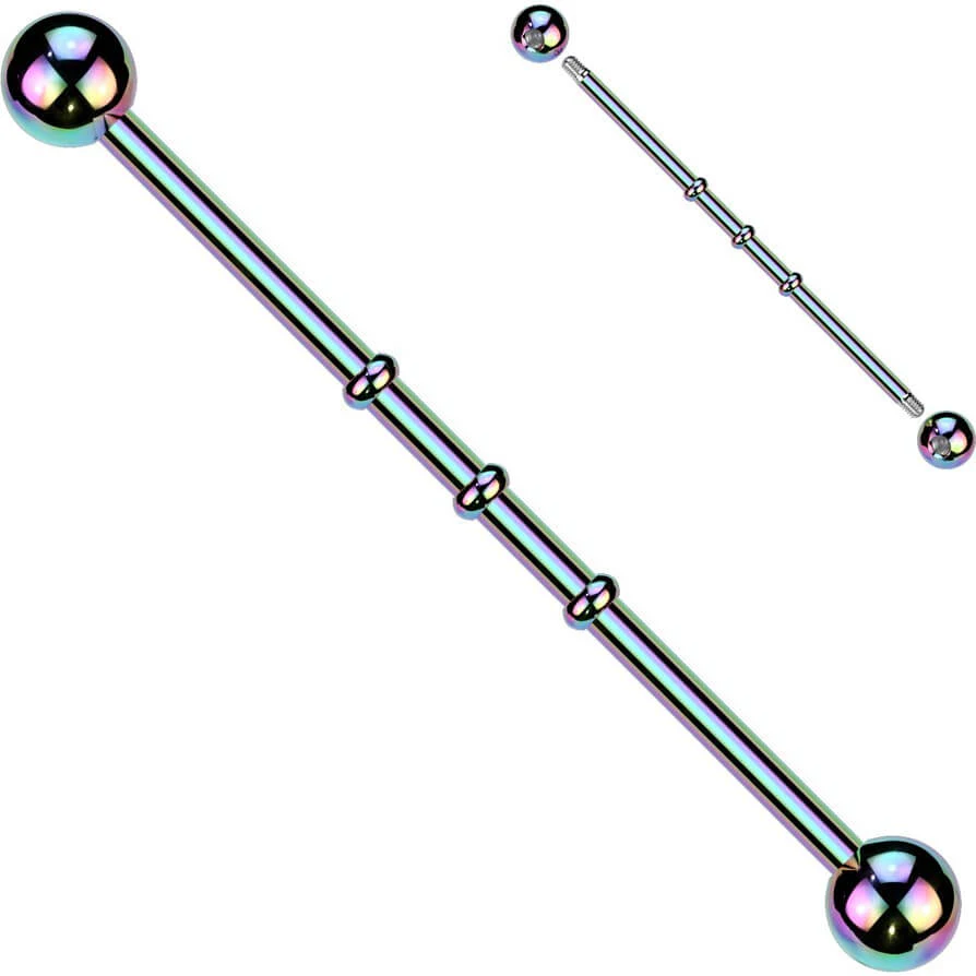 Industrial Barbell Gold 3 Erhebungen Titan PVD - Image 8