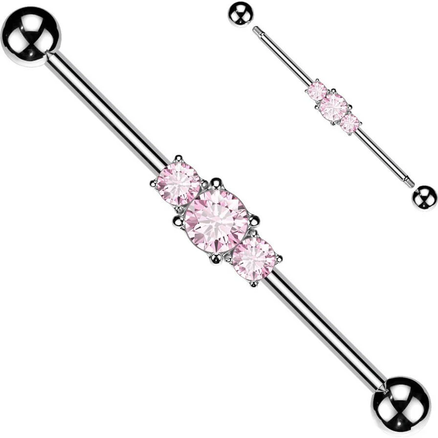 Industrial Barbell Kugel Silber 3 Zirkonias - Image 4