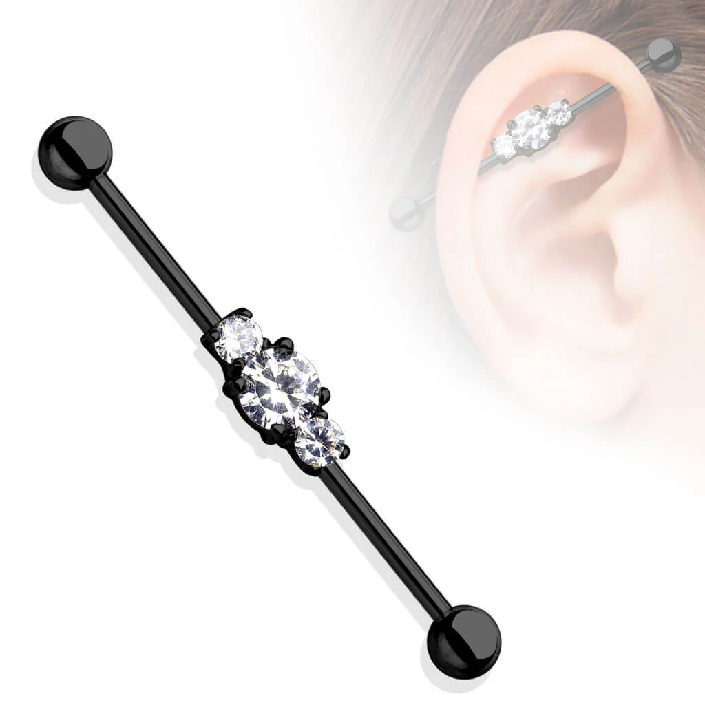 Industrial Barbell Gold Kugel 3 Zirkonias - Image 3
