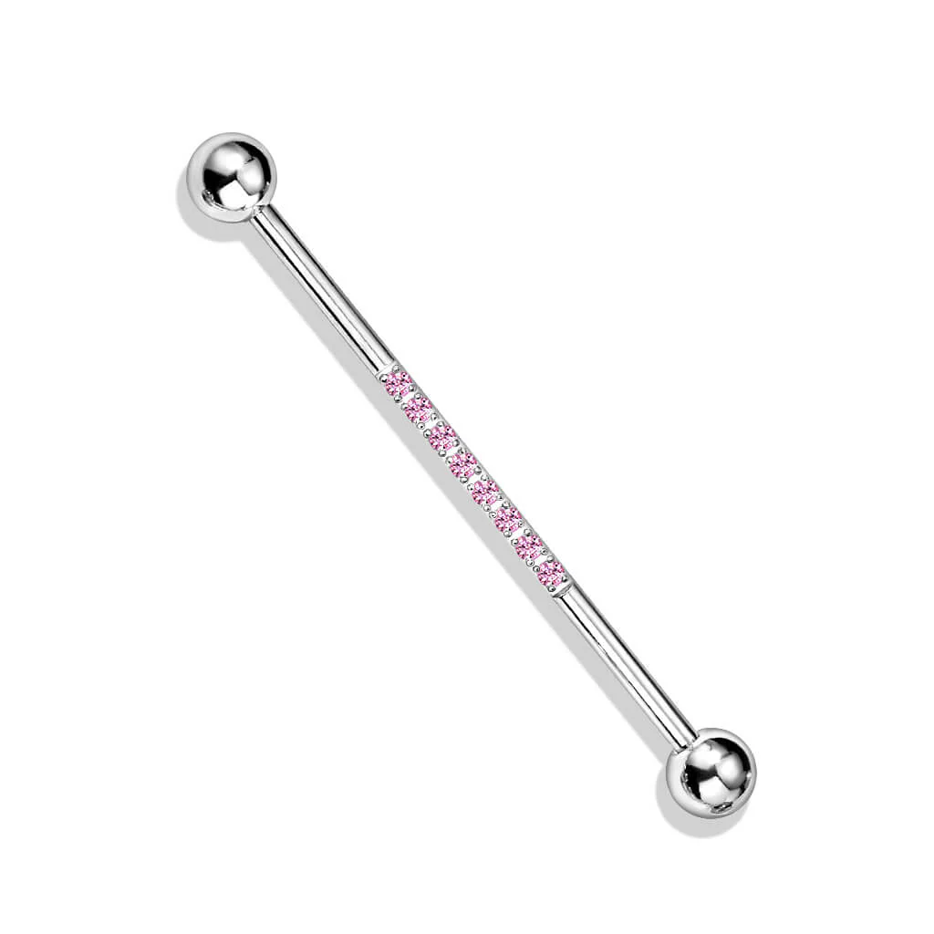 Industrial Barbell Kugel Silber Linie Zirkonia - Image 10