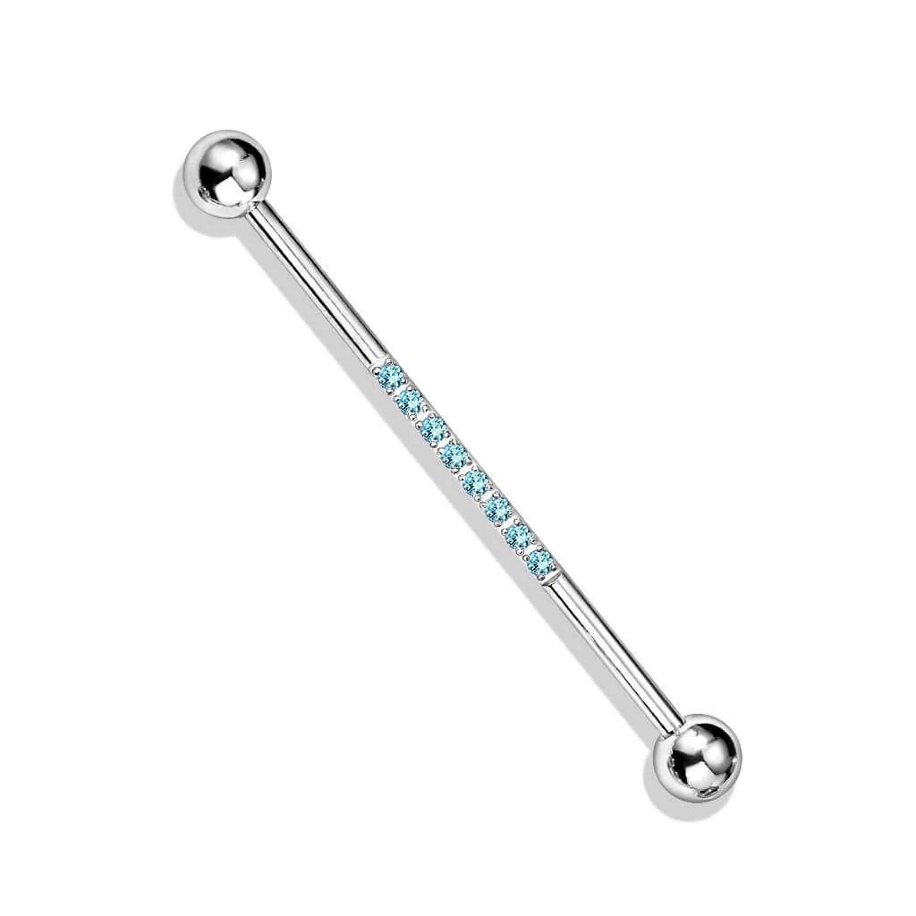 Industrial Barbell Kugel Silber Linie Zirkonia - Image 11