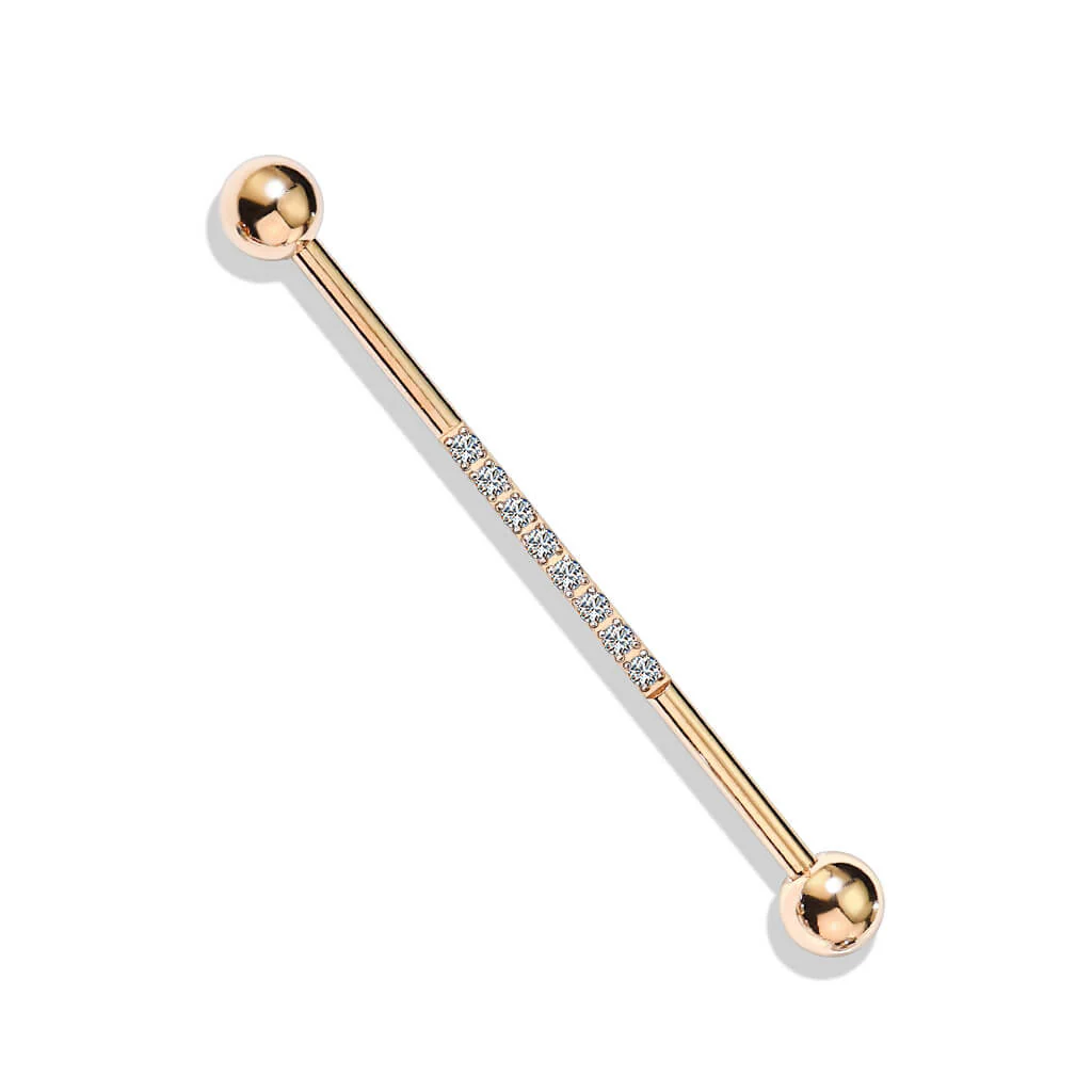 Industrial Barbell Kugel Silber Linie Zirkonia - Image 12
