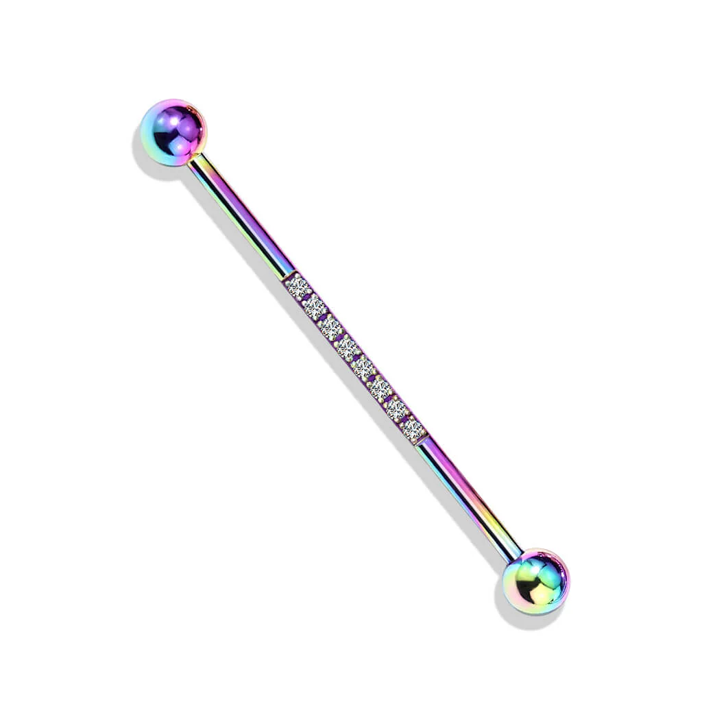Industrial Barbell Kugel Silber Linie Zirkonia - Image 13