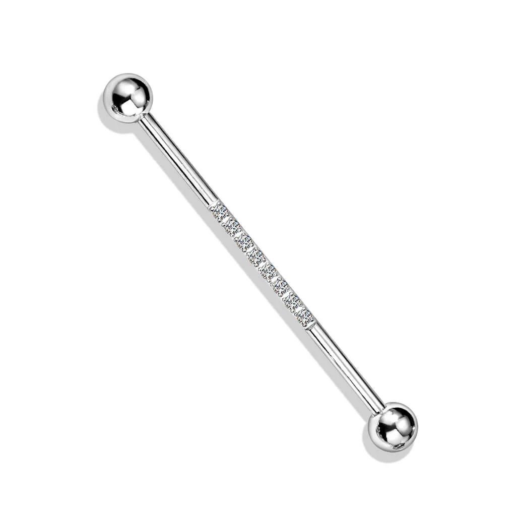 Industrial Barbell Kugel Silber Linie Zirkonia - Image 4