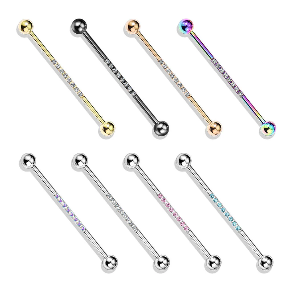 Industrial Barbell Kugel Silber Linie Zirkonia - Image 5